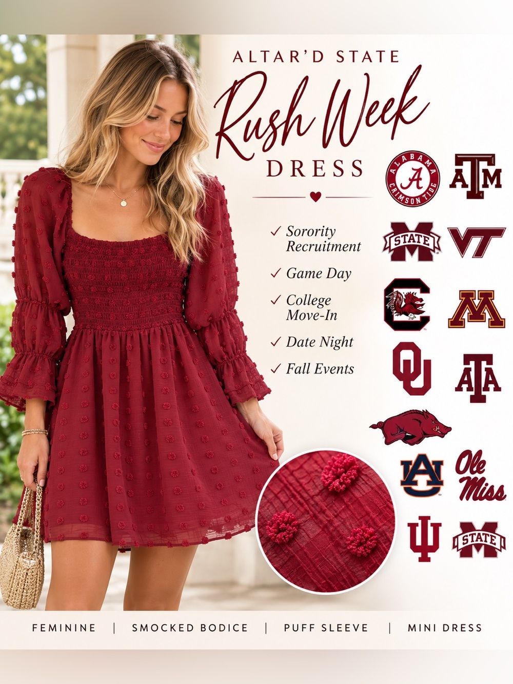 Burgundy long sleeve Mini Dress
